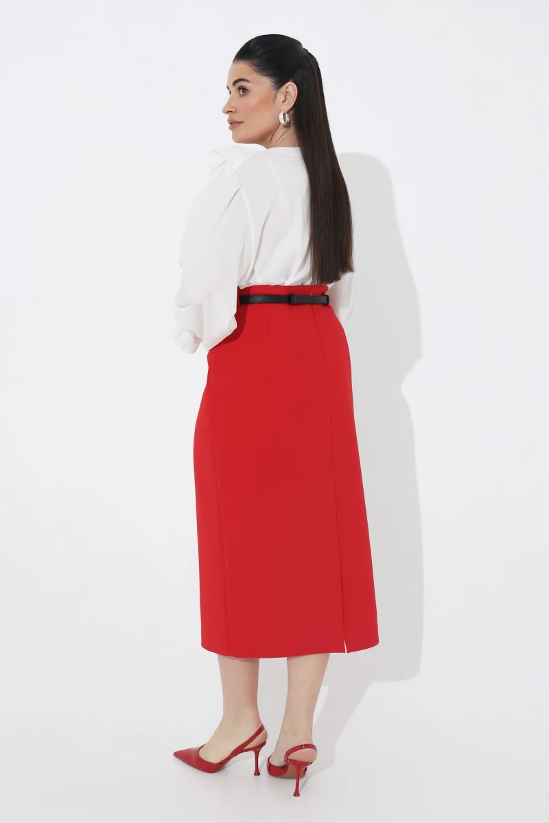 Red midi skirt plus size