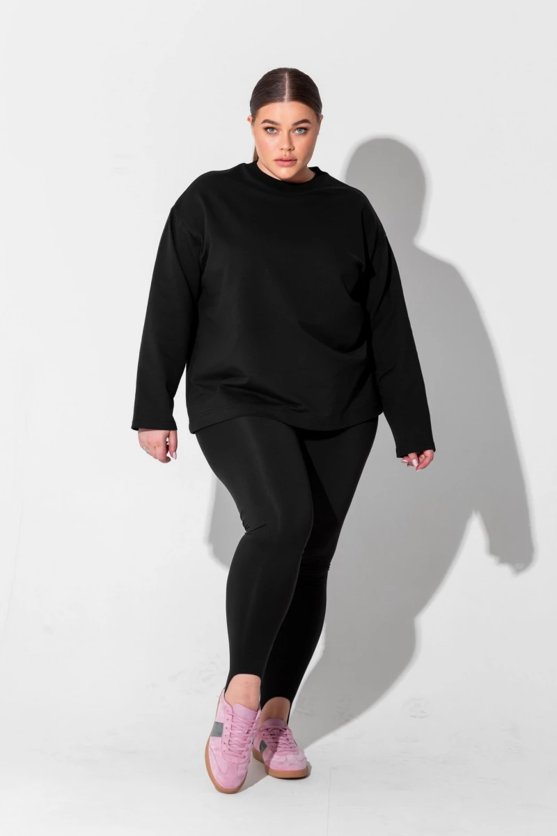 Longsleeve loose fit knitwear black plus size