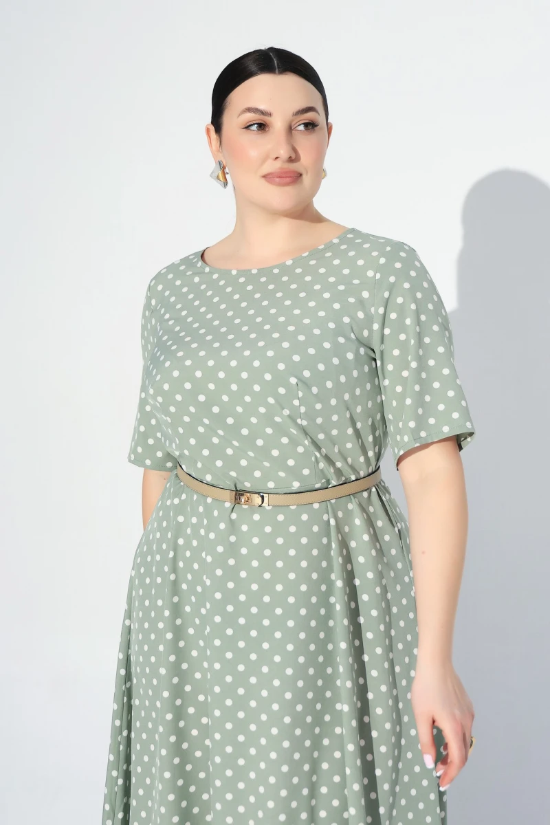 Dress milk peas on sage plus size