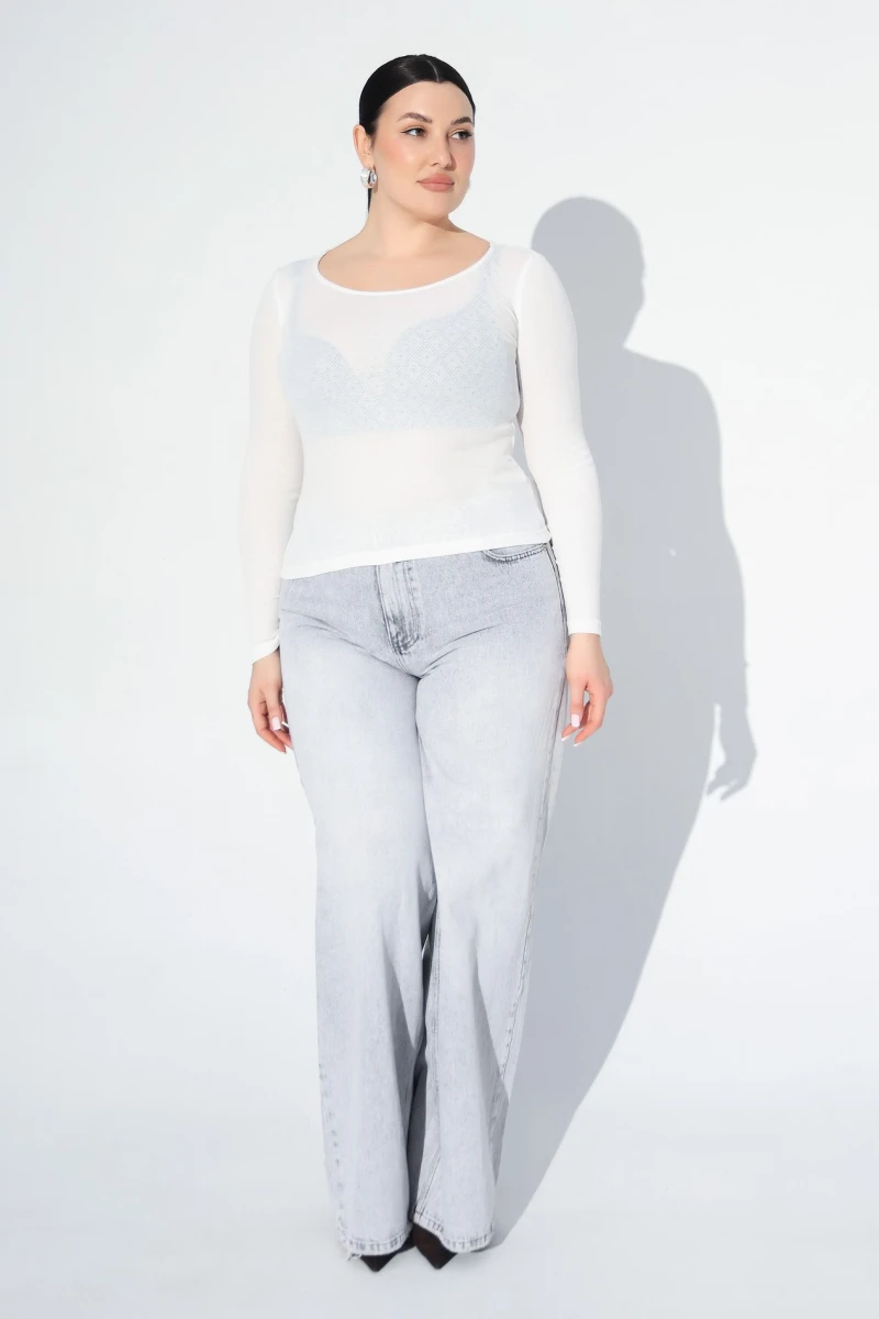 Lonsleeve knitwear milky plus size