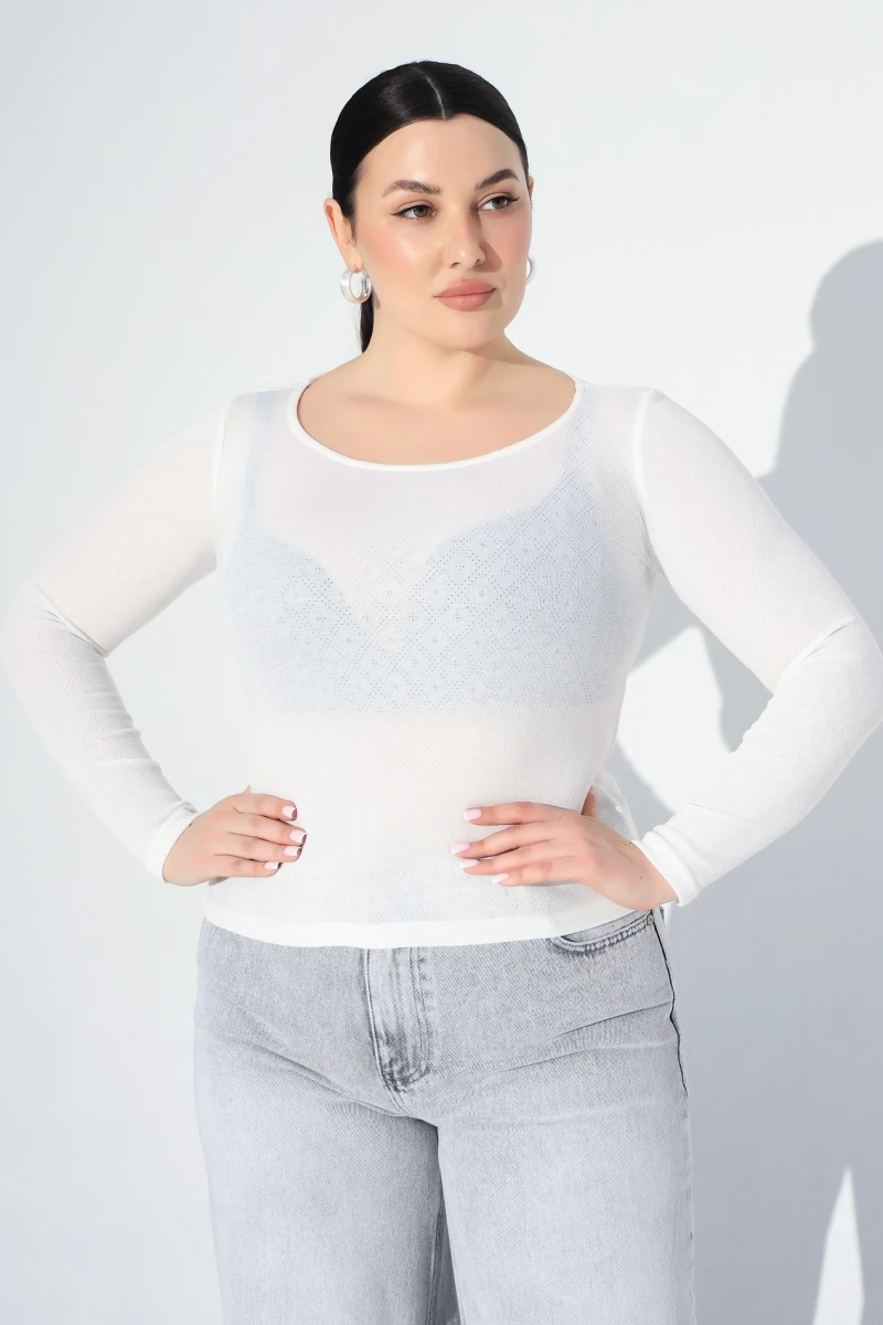Lonsleeve knitwear milky plus size