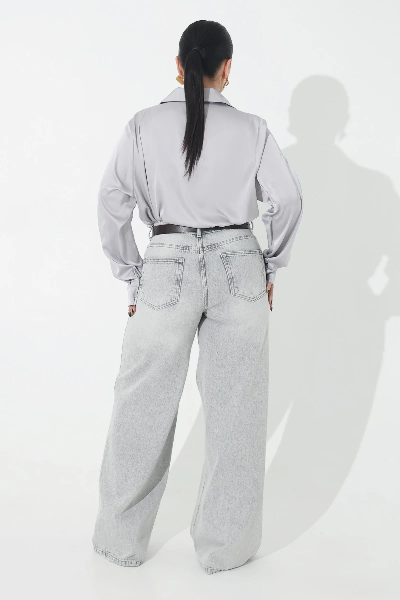 Gray silk blouse plus size
