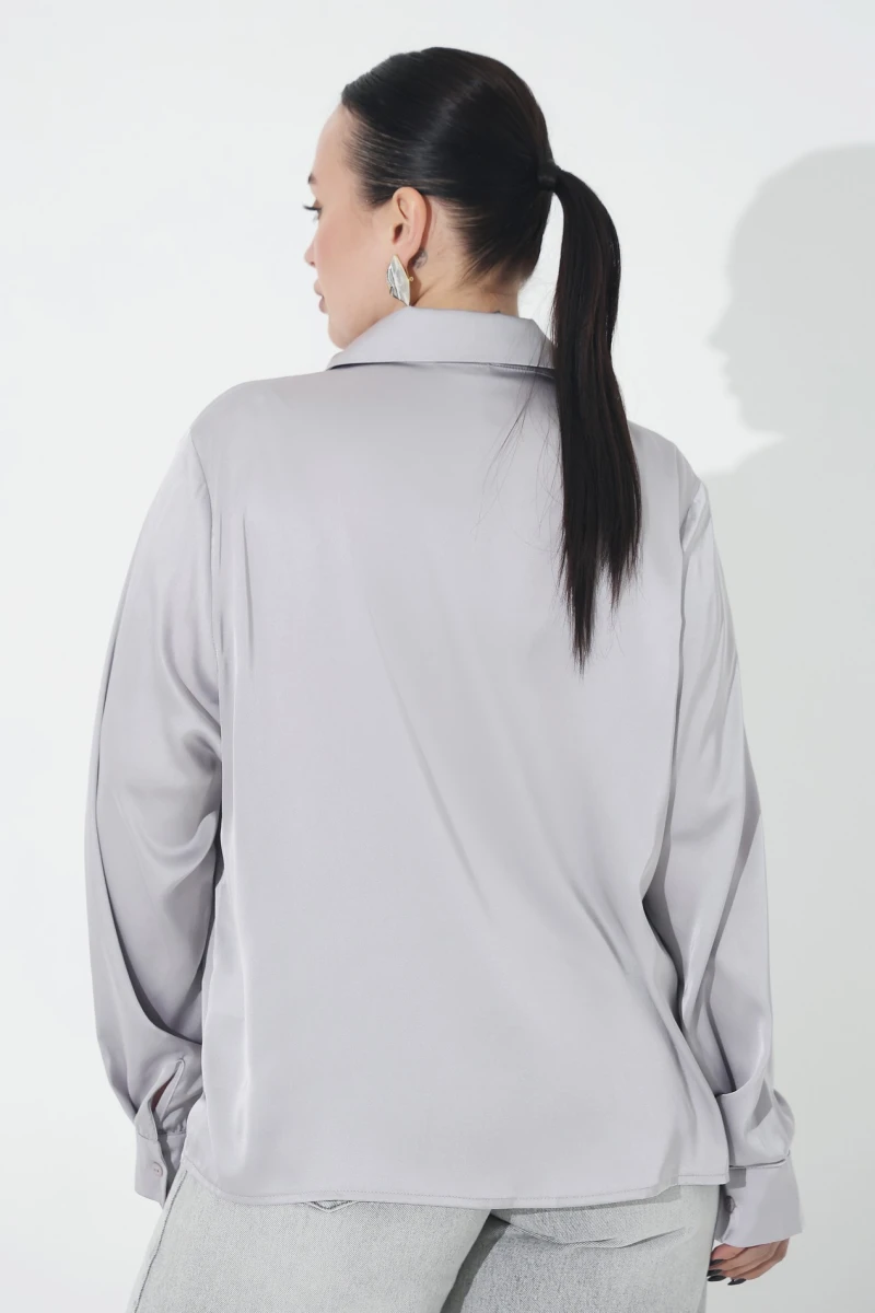 Gray silk blouse plus size