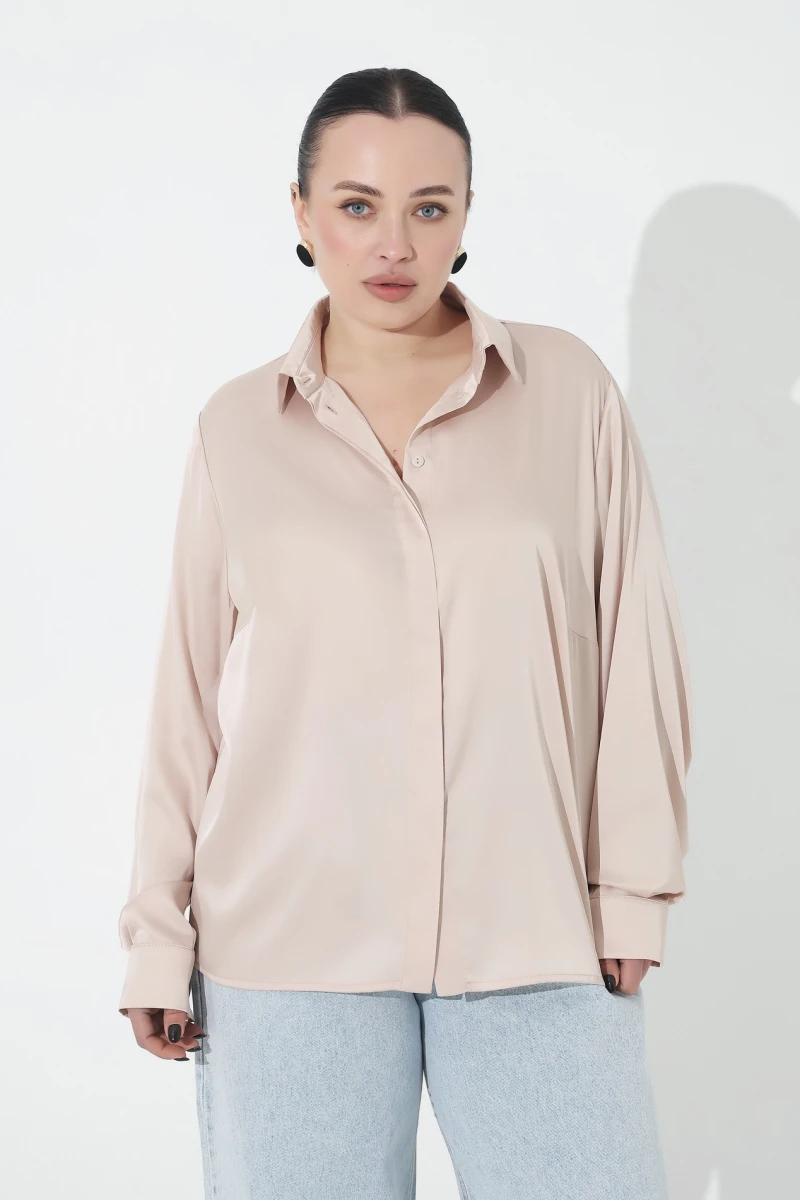 Cream silk blouse plus size