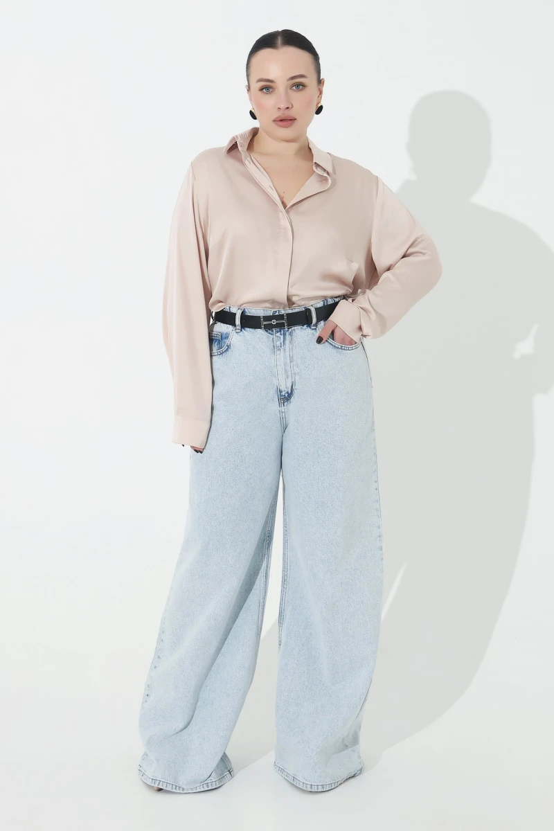 Cream silk blouse plus size