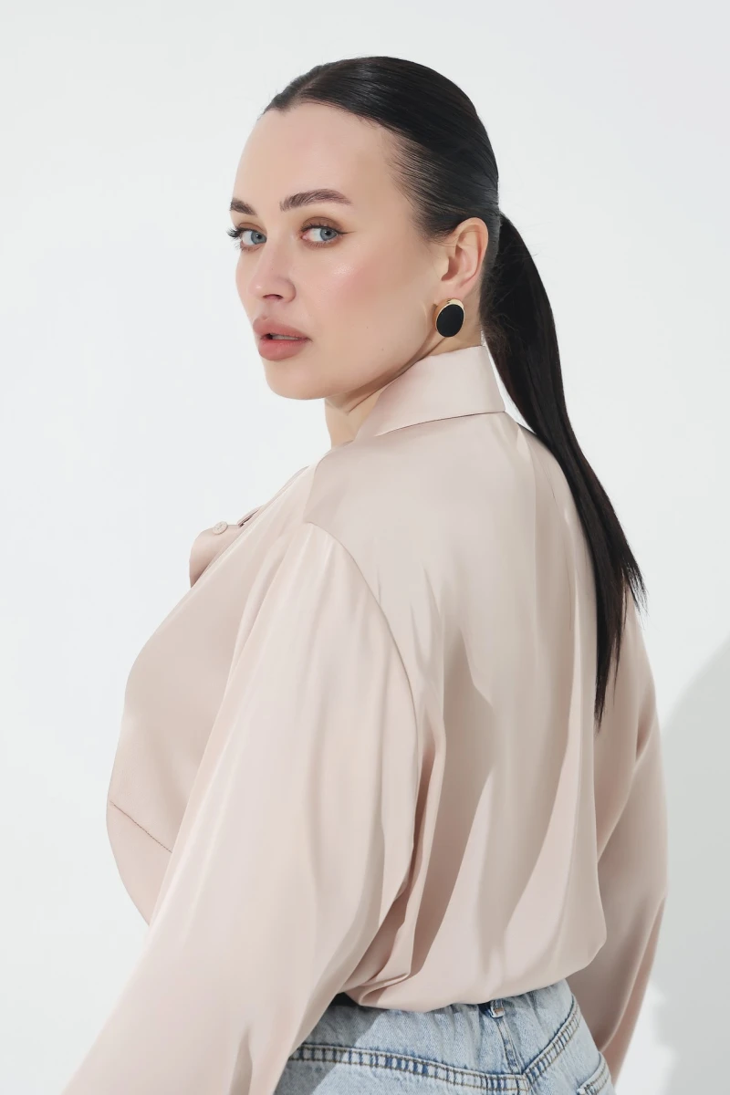 Cream silk blouse plus size