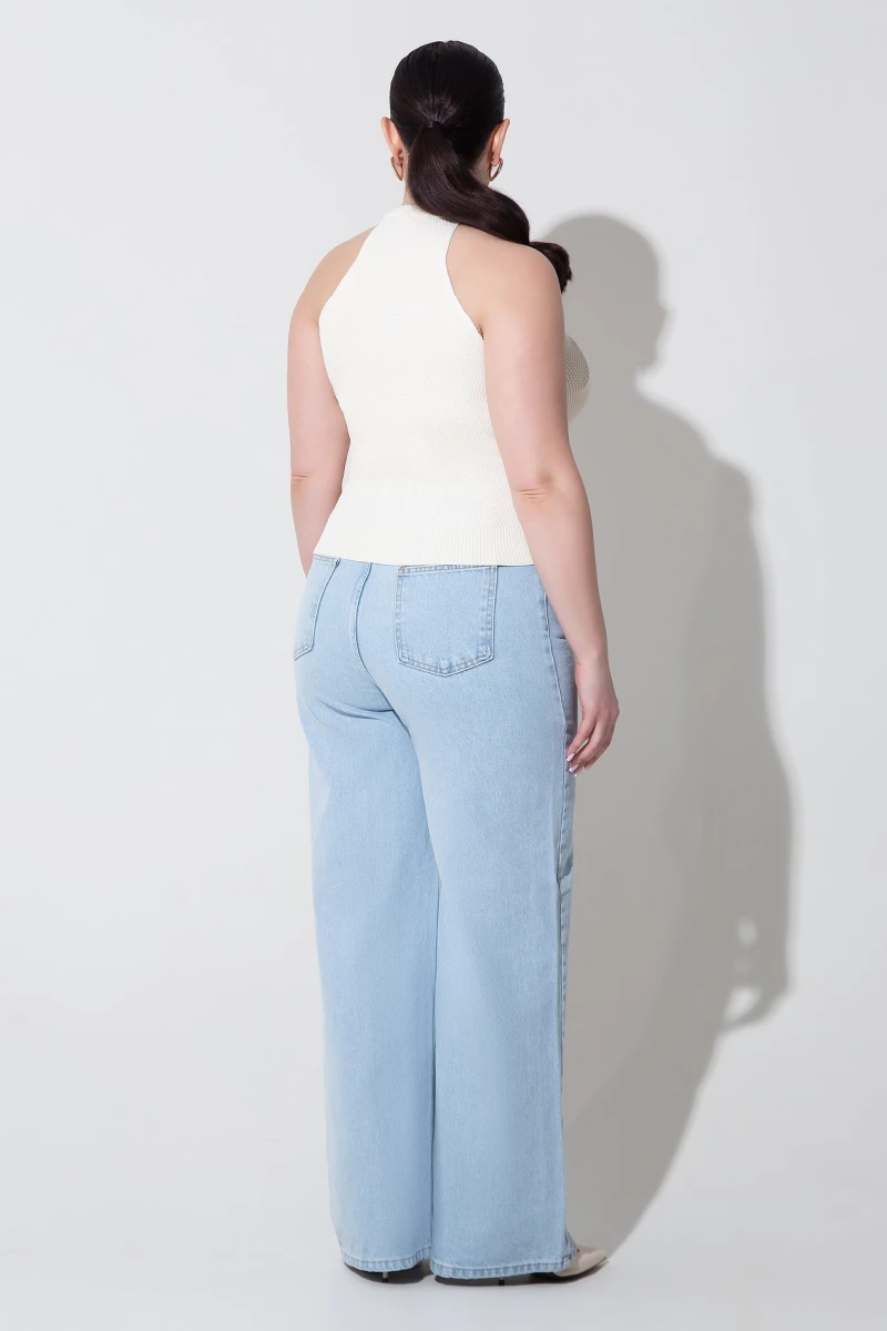 Blue palazzo jeans plus size