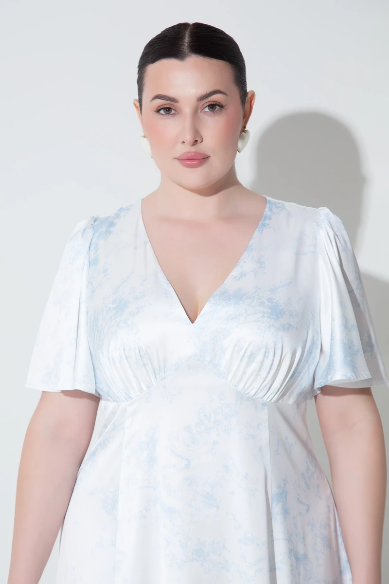 Midi dress blue abstraction plus size
