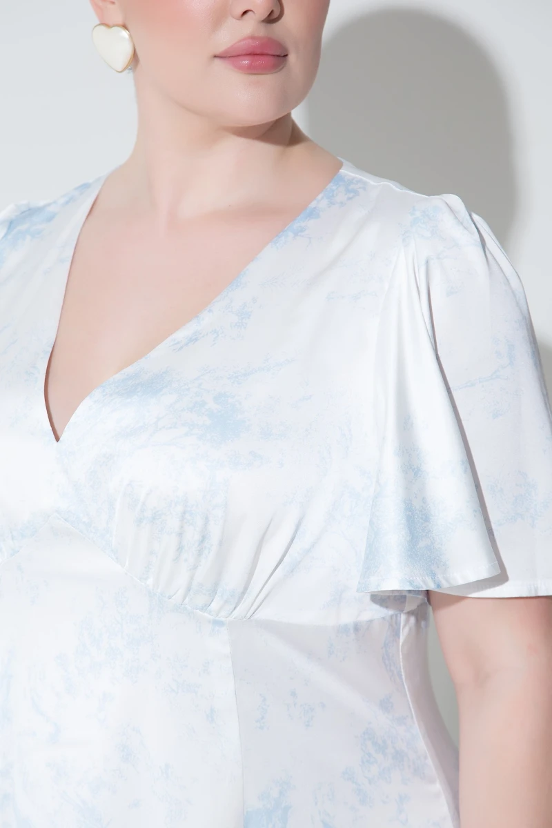 Midi dress blue abstraction plus size