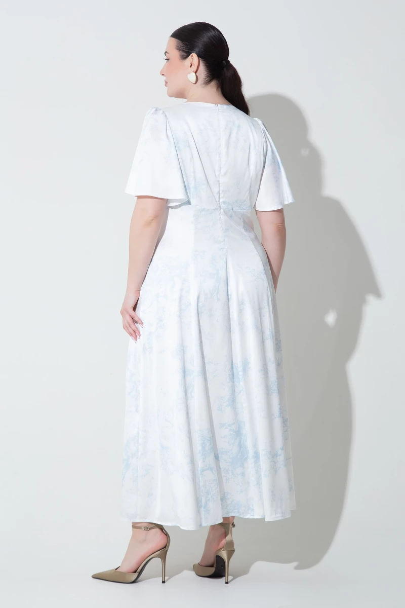 Midi dress blue abstraction plus size