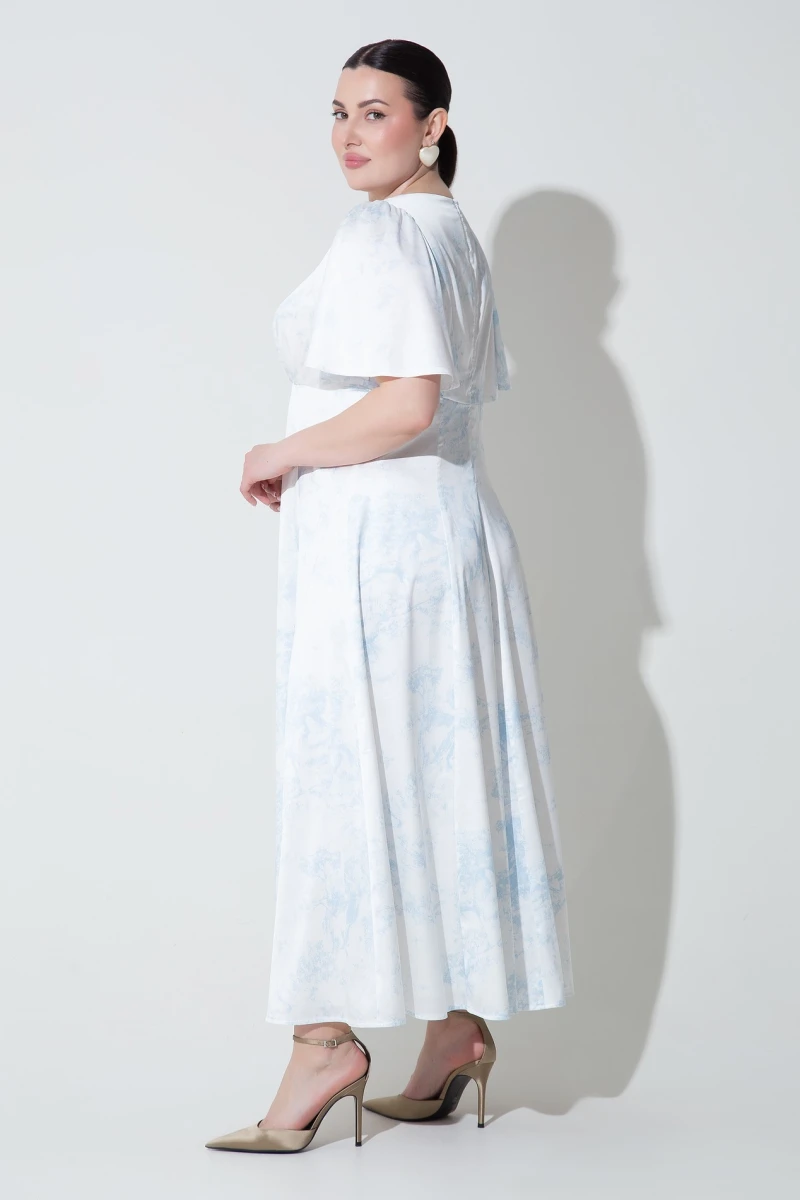 Midi dress blue abstraction plus size