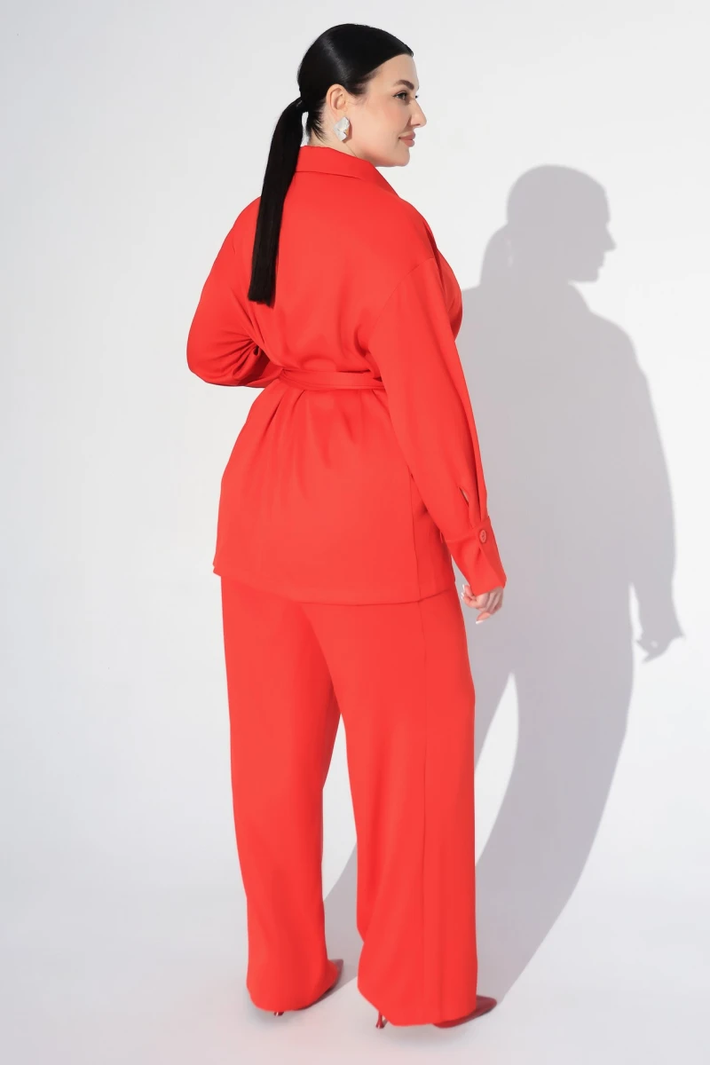 Red jacket and pants suit plus size