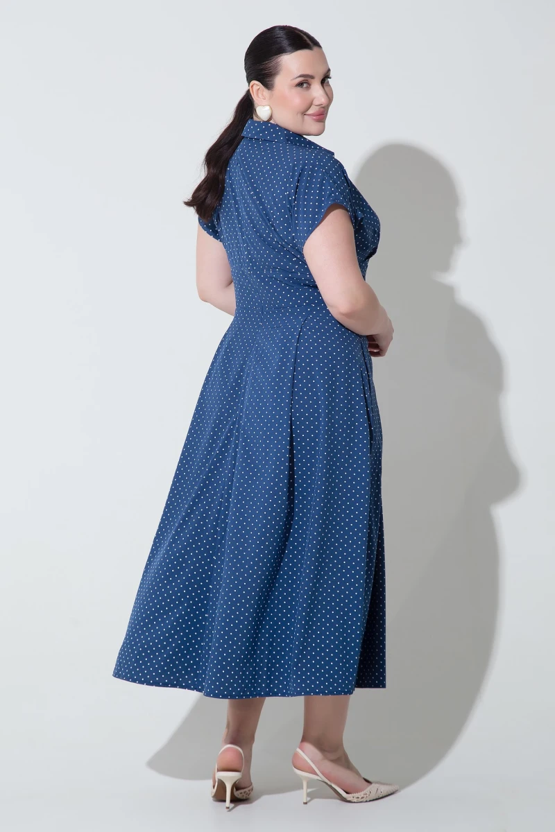 Blue print midi dress plus size