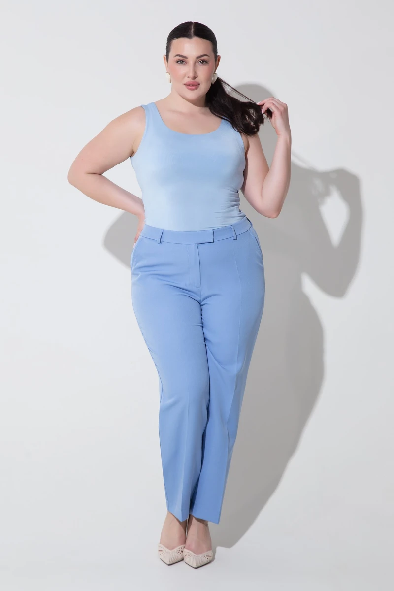 Slim fit pants blue plus size #2