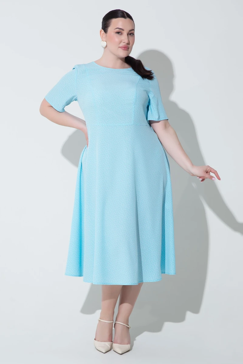 Dress milk peas on blue plus size