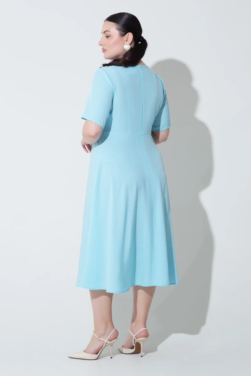 Dress milk peas on blue plus size