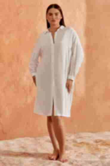 Сукня-сорочка демі штапель молочна великий розмір