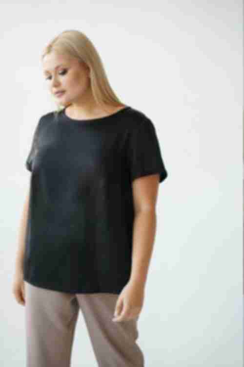 T-shirt straight artificial silk black