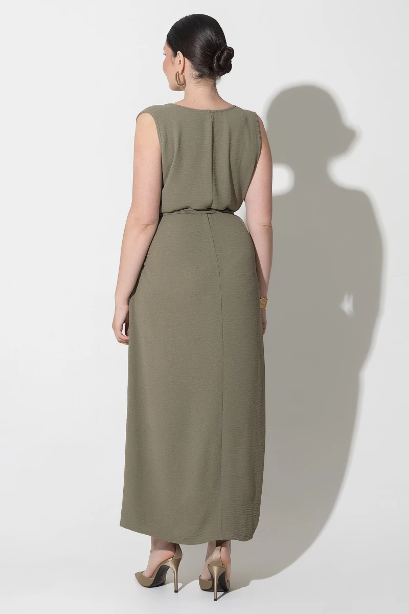 Khaki midaxi dress plus size