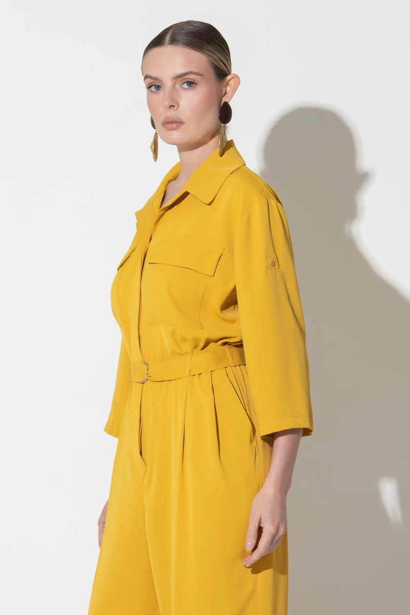 Mustard short-sleeve jumpsuit #2