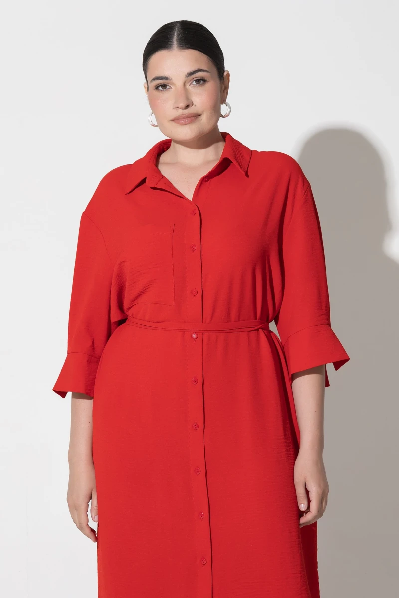 Dress - shirt midaxy red plus size #2