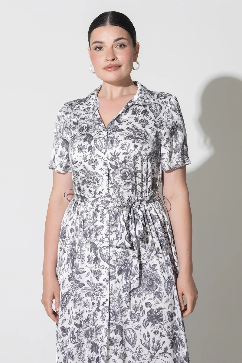 Dress-shirt black print on milk plus size