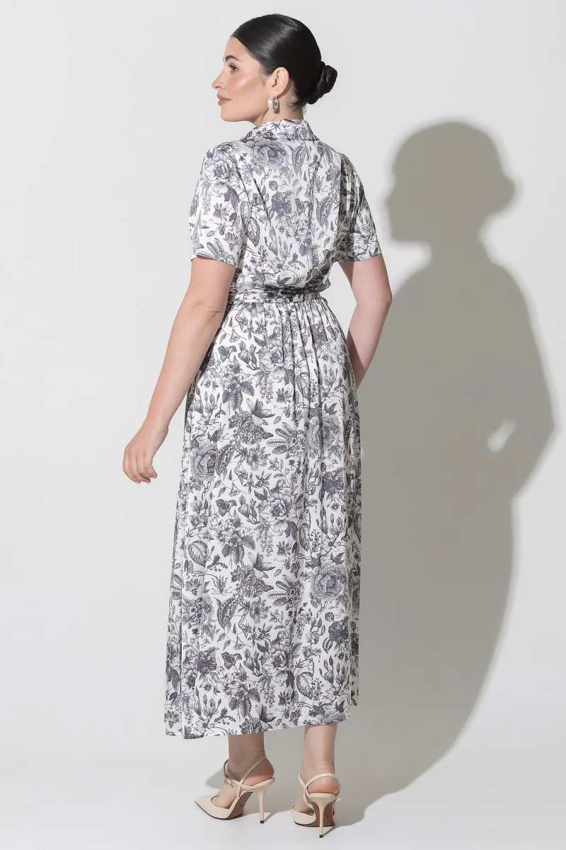 Dress-shirt black print on milk plus size