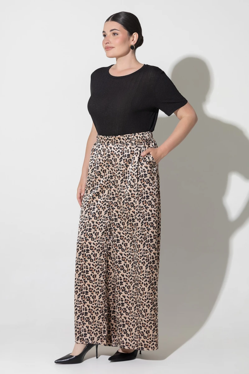 Straight pants with animalistic leopard print plus size #2