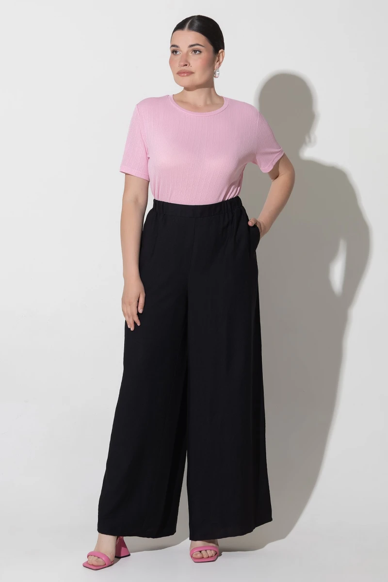 Straight pants black plus size