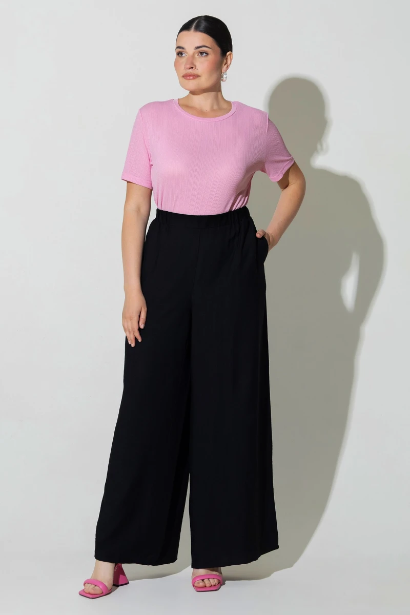 Straight pants black plus size