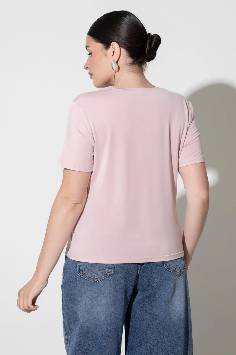 Powdery knit T-shirt plus size