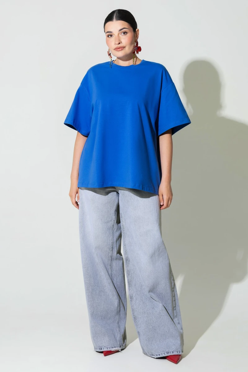Blue knit T-shirt plus size #2