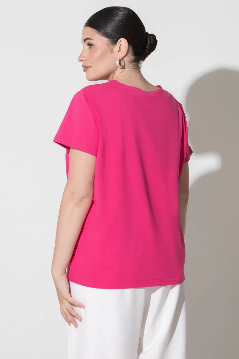 Fuchsia knit T-shirt plus size