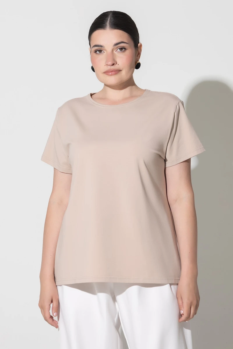 Beige knit T-shirt plus size