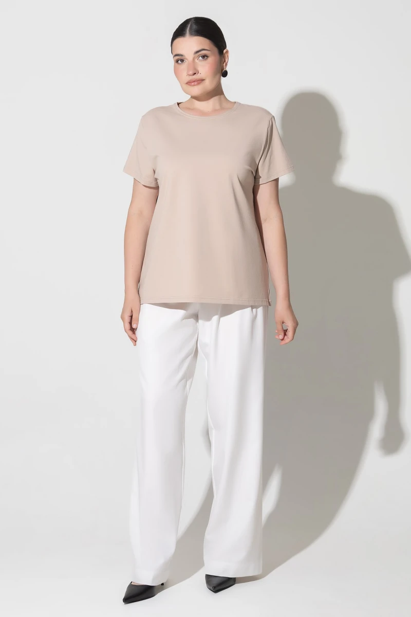 Beige knit T-shirt plus size #2
