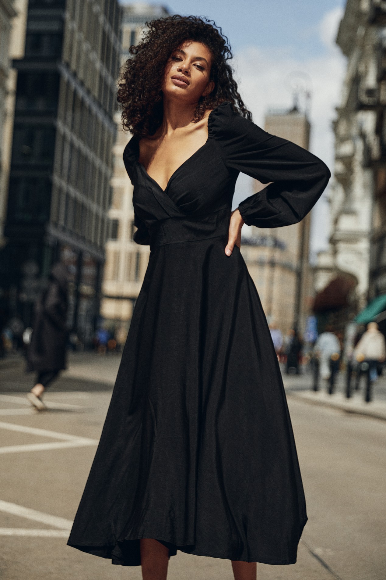 Black cotton clearance wrap dress