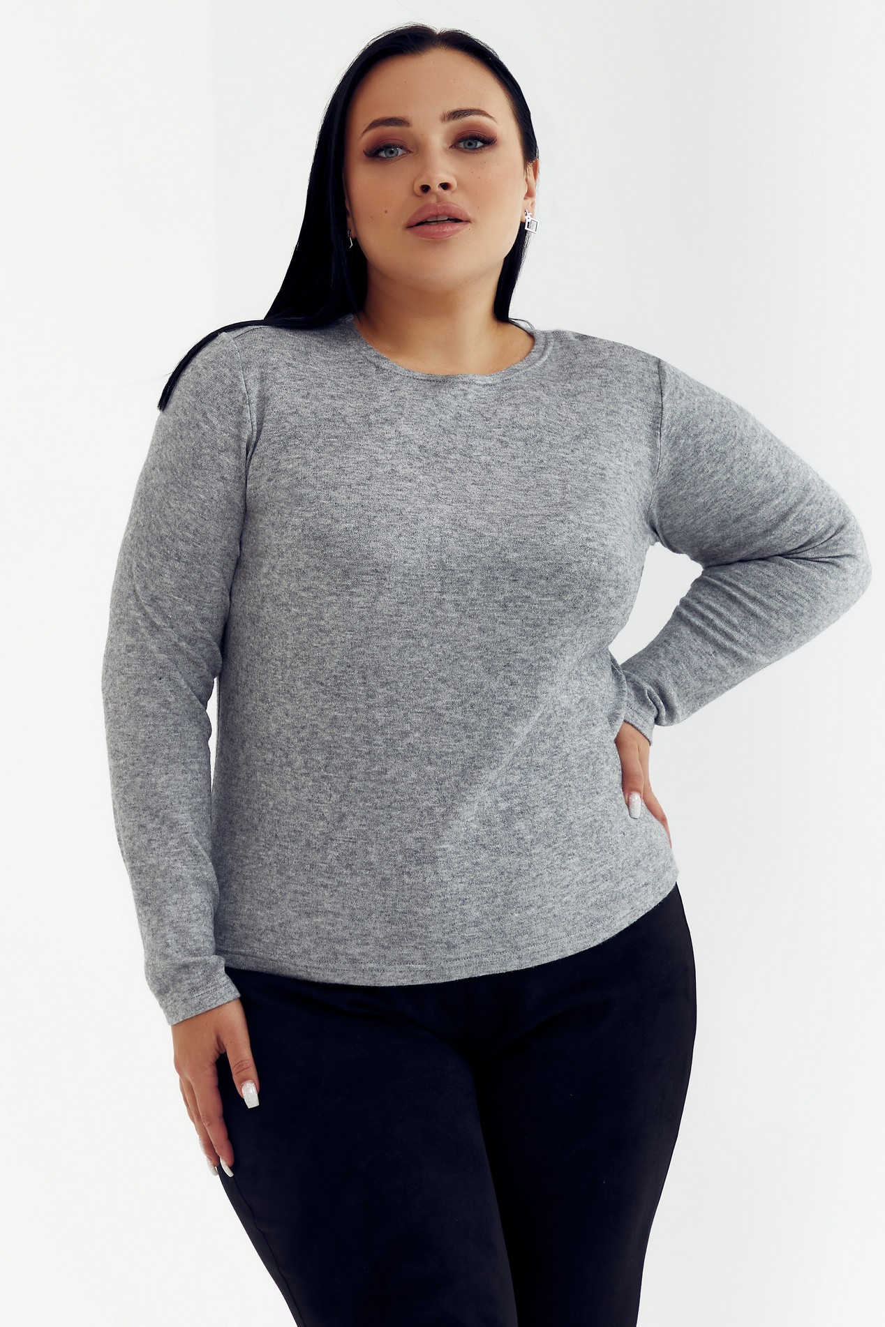 

Трикотажний светр графітовий великий розмір, P014317
