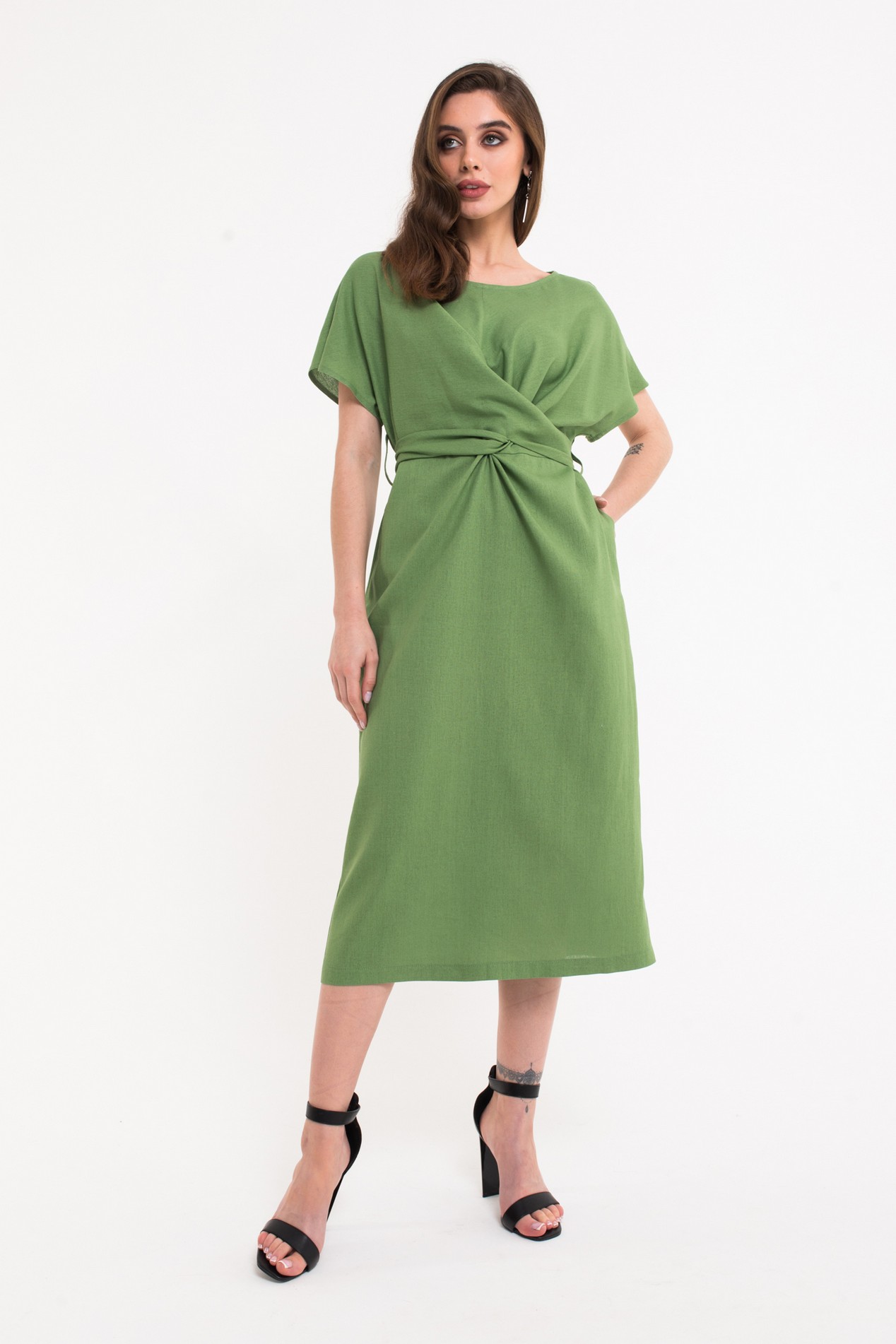 Lime sales linen dress