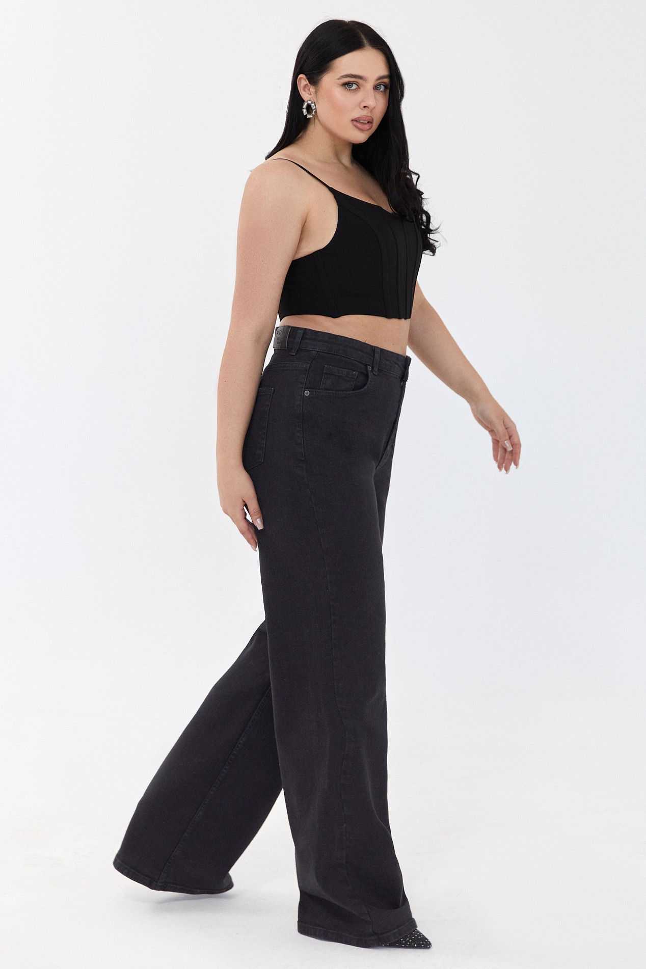 Black wide leg jeans best sale plus size