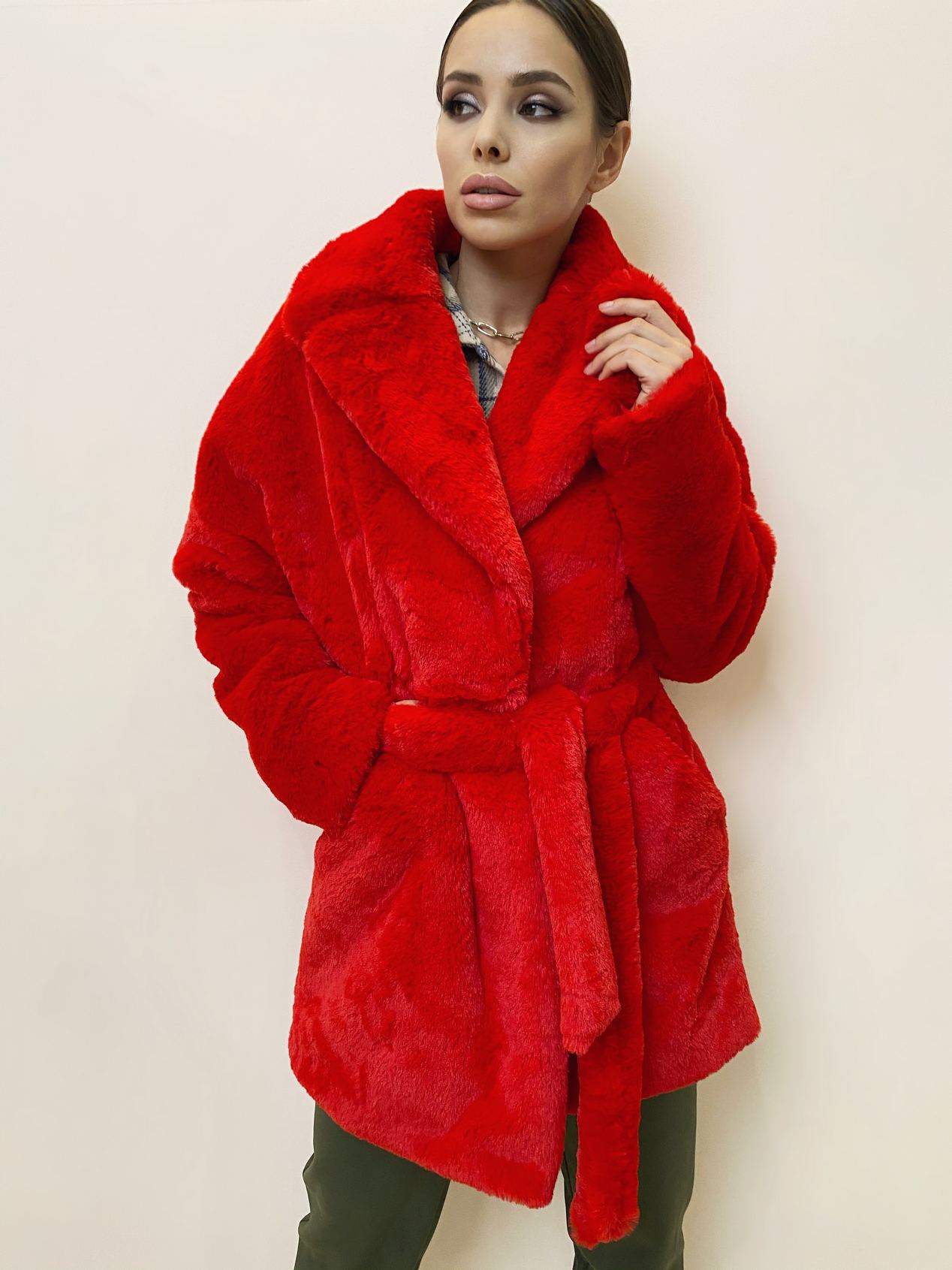 red fur coat short