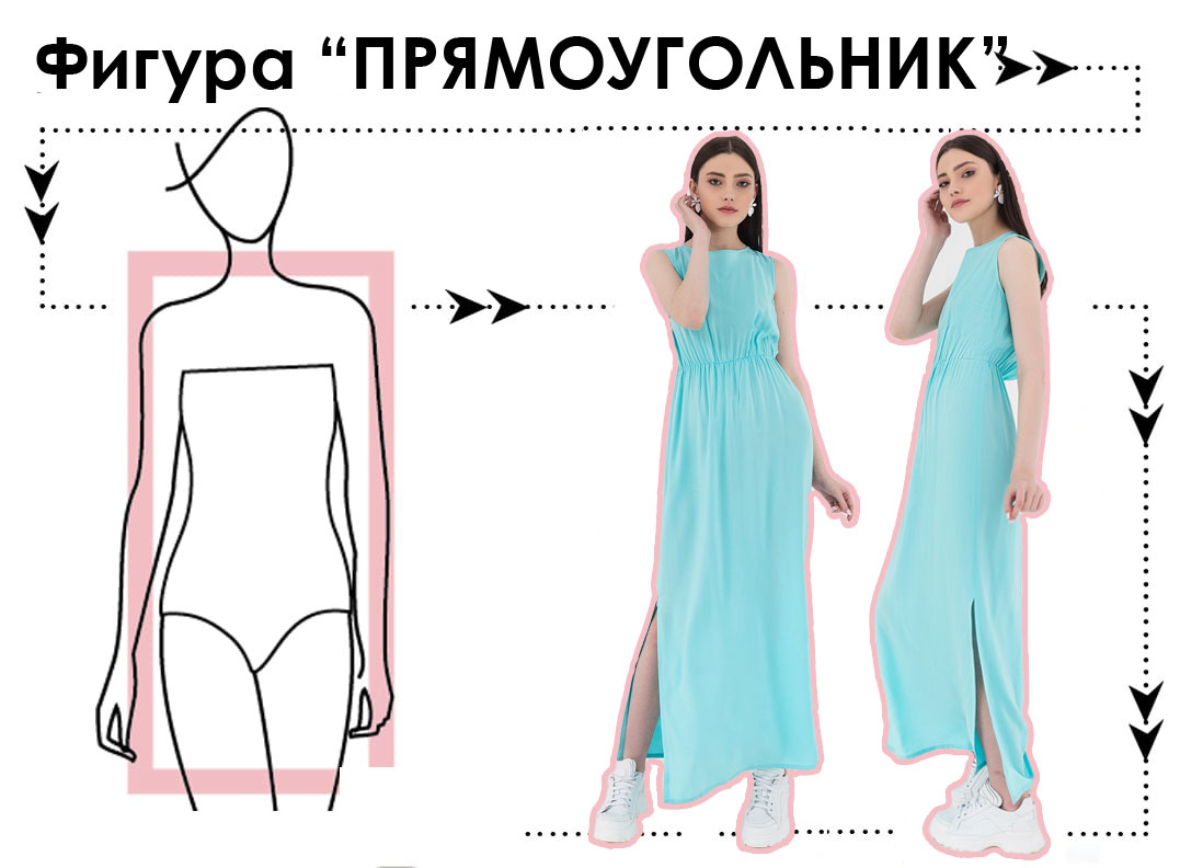 Примеры одежды для фигуры прямоугольник